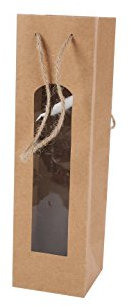 DISOK 12 Flaschentüten für Weinflaschen von Vino Kraft mit Fenster - Tüten für Wein Baratas, Original, hübsche Papiertüten, Pappe, braun, Kraft - Maße: 28 x 8 x 8 cm