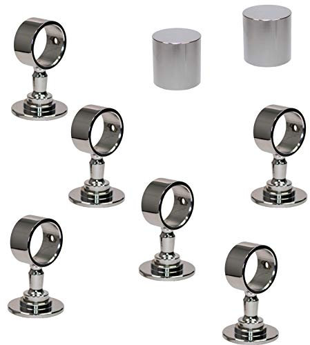 2 Endkappen und 6 Seilträger verchromt für 30mm Handlaufseil