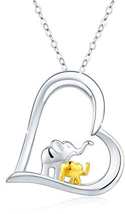 CUOKA MIRACLE Kette Elefant 925 Sterling Silber Herz Elefanten Halsketten für Frauen Lucky Elefant for Mama Mädchen Ehefrau