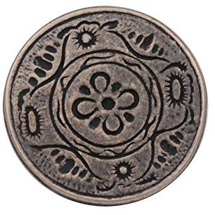 silber antik eisen farbene Metall Knöpfe flach mit Blume Motiv, 15mm, 20mm oder 25mm (5 Stück) (20mm)
