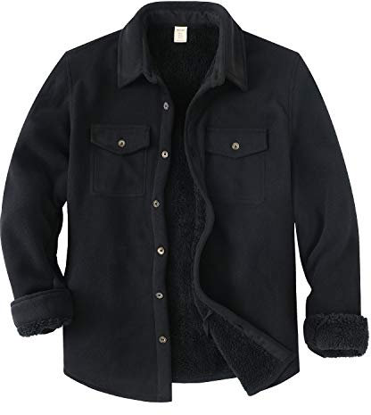 ZENTHACE Herrenjacke aus warmem Sherpa-Fleece, kariert, Flanellhemd (komplett mit Sherpa-Fleece gefüttert) schwarz M