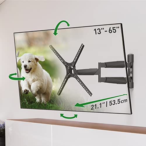 Barkan Supporto da parete per TV da 13 a 65 pollici, articolato con movimento completo, 4 movimenti, staffa piatta e curva, fino a 36,3 kg, estremamente estensibile, compatibile con LED OLED LCD