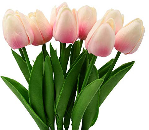 10 Fiori Tulipani Artificiali in Lattice,Dolovemk - Realistici al Tatto Bouquet,Fiori Finti da Interno per Casa,Festa,Ufficio,Giardino,Composizioni Floreali Fai-da-Te(Rosa)