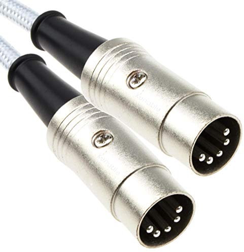 Professionell MIDI 5 Polig DIN Kabel Fully Verdrahtet Geflochten Kabel Abgeschirmtes 2 m Weiß [2 Meter/2m]