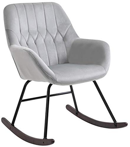 HOMCOM Rocking Chair Reading Accent Armchair with Steel Frame Sponge Padded for Living Room, Dining Room, Office, Balcony, Grey and Black