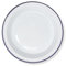 White 20cm Diameter Round Enamel Pie Dish with Navy Blue Edging | Tableware | Metal Outdoor Camping Roasting Oven Dishes | Traditional Classic Style | Perfect for picnics or Camping