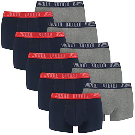 PUMA 10 er Pack Short Boxer Boxershorts Men Pant Unterwäsche kurz 100000884, Farbe:006 - Blue/Grey Melange, Bekleidungsgröße:L