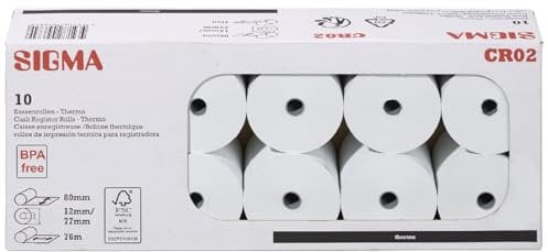 SIGMA Bobine papier caisse enregistreuse, thermique, 80 mm x 76 m, 10 pices (80 mm x 76 m)