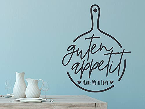 GRAZDesign Wandtattoo Küche Guten Appetit Aufkleber, Klebefolie Esszimmer, Wandaufkleber Sprüche, Küchen Deko modern, 38x30cm, 070 schwarz