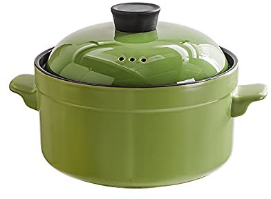 BVDOYFYJ Olla de cerámica para Frijoles con Tapa, Cuencos de cerámica para Sopa, Mini ollas para cazuela de gres, Olla de Barro para sopas, Olla para estofado y Cereales, pequeña