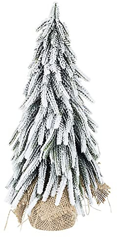 Mini Albero di Natale Innevato da Tavolo Mobile Piccolo Juta Pino Cimone 35 cm