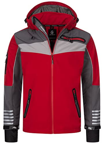 Rock Creek Herren Softshell Jacke Outdoor Jacke Windbreaker Übergangsjacke Anorak Kapuze Regenjacke Winterjacke Herrenjacke Jacket H-288 Rot 2XL