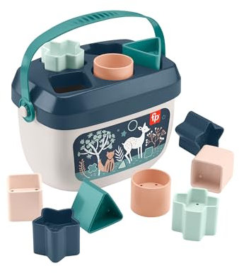 Fisher-Price - Babys erste Bausteine – Marineblaues Kitz, Set mit 10 Bausteinen zum Stapeln und Sortieren, Bauspielzeug, Babyspielzeug für Kleinkinder ab 6 Monaten, HJP20