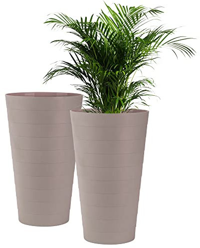 Hohe Blumentöpfe für den Außenbereich. Grosse 30 cm Töpfe für Zimmerpflanzen 2 Stück Große Hohe Plastikpflanztöpfe Übertopf aus kunsstoff für Blumen Hohe Töpfe für Innen (Packung 2 Braun)