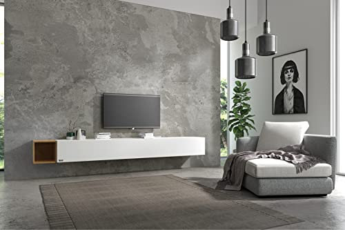Wuun® Somero Lowboard Tv-Board Wohnwand SW6 (TV-Board: Weiß-Matt/Box: Eiche, 210cm (180cm + 30cm))