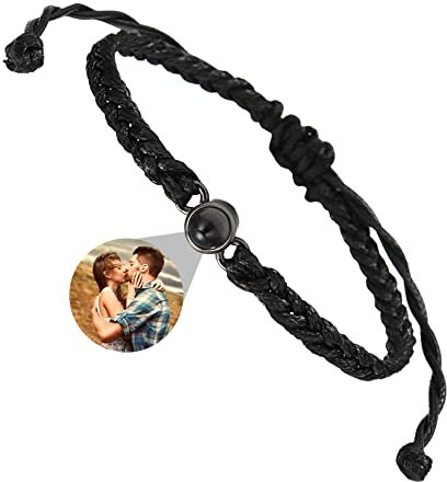 Benutzerdefinierte Fotoprojektion Armband Verstellbares Personalisiertes Kreis Fotoarmband I Love You Armband 100 Sprachen Armband Geburtstag Jahrestag Valentinstag Geschenke für Männer Frauen