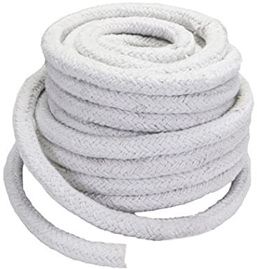 YTGZS Corde en Fibre de Céramique Joint Plat Tressé Corde en Fibre de Céramique 1260℃ Bande d'étanchéité de Porte de Four,Tour Longueur 3m,Diameter 18mm