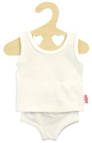 Heless 9221 - Puppenkleidung aus elastischem Jersey Material, 2 teiliges Unterwäsche-Set in Weiß mit Unterhemd und Slip für Puppen und Kuscheltiere der Größe 20 - 25 cm