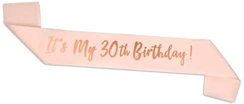 ALLY-MAGIC Rose Gold 30th Birthday Sash, 30th Birthday Sash for 30th Birthday Gift Her Girl Party Accessories Y5JD30