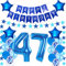 Hongyantech 47. Geburtstag Mann Dekoration Set: 26-tlg. Ballon-Set mit 47 Jahre Folienballon, Happy Birthday Banner, Stern Banner, Bändern - Blau - Männer, 47. Geburtstag