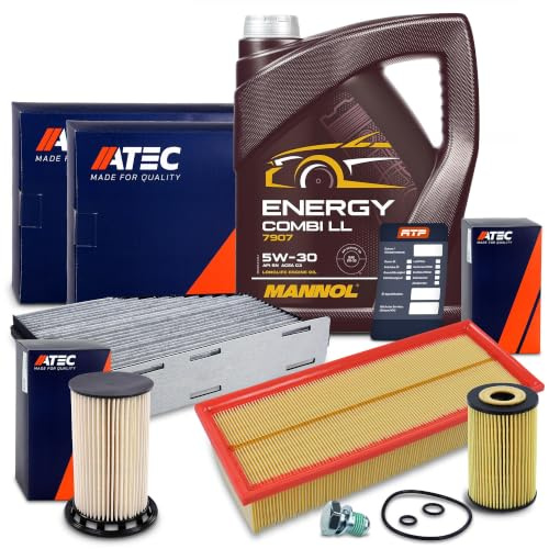 ATEC Germany Inspektionspaket Filterset mit 1x Ölfilter, 1x Innenraumfilter | Kompatibel mit: AUDI Q3, SEAT ALHAMBRA, VW CC B7, PASSAT ALLTRACK B7, PASSAT B6, PASSAT B6 Variant, PASSAT B7