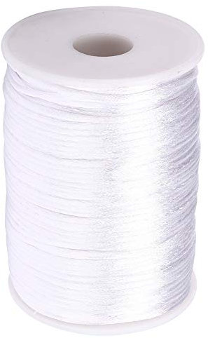 Cordoncino di nylon satinato 2,5 mm, cordoncino di cordoncino di perline in nylon cordino per annodare cinese per bracciali dell'amicizia, collane, creazione di gioielli, 100 yarde(Bianco)