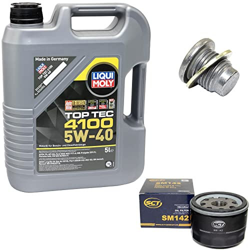 Motoröl Set Top Tec 4100 5W-40 5 Liter + Ölfilter SM142 + Ölablassschraube 101250