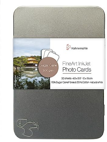 Hahnemühle Inkjet Fotokarten, Mini Foto-Postkarten, Sugar Cane, matt, naturweiß, 30 Blatt, 10x15cm