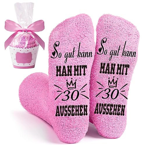 Stoppersocken 30. Geburtstag Frauen Geschenk, Kuschelsocken Damen 39-42 Antirutsch Socken mit Spruch So gut kann MAN MIT 30 AUSSEHEN für Beste Freundin Lustige Geschenke zum 30 Geburtstag Frau