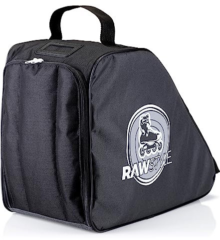 Rawstyle Inliner Rucksack Rollschuhtasche Skate Eishockey Bag Schlittschuhtasche mit verstellbaren Schultergurten universal (schwarz-schwarz)