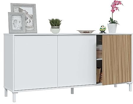 Habitdesign Aparador para Salón Ethna Blanco Artik Y Natur Estilo Moderno 154x74x40 Cm