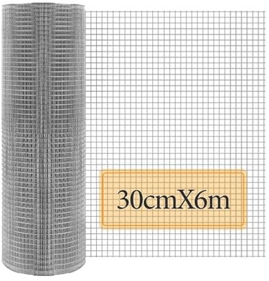 DRERIO Rodent Mesh Roll 300mmX6m Galvanised Wire Rustproof Metal Mesh Rat Proof Mesh Sheet Chicken Wire Mesh Roll, Garden Wire Fence Stop & Prevent Animals Mice & Mouse Access,Mice Deterrent