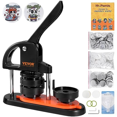 VEVOR Machine à Badges de 58 mm Presse à Badges avec 100 Kits de Consommables Livre Magique et Coupe-Cercle Machine à Fabriquer des Badges en Plastique Résistant pour Fabrication de Badges à Épingle