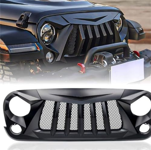 QCHIAN Griglia Anteriore per Jeep Wrangler JK 2007-2017, Auto Griglia Radiatore, Griglia del Paraurti Anteriori, Griglie del Cappuccio, Auto Griglia da Corsa Sostituzione