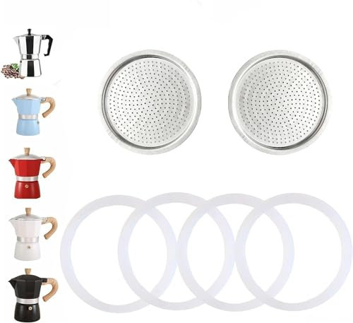 DITOSH 2 Pcs Filtre Avec 3 Pcs Joint d'étanchéité en Silicone Pour Cafetière Expresso 9 Tasse Pièces de Rechange Pour DITOSH Moka Pot en Aluminium