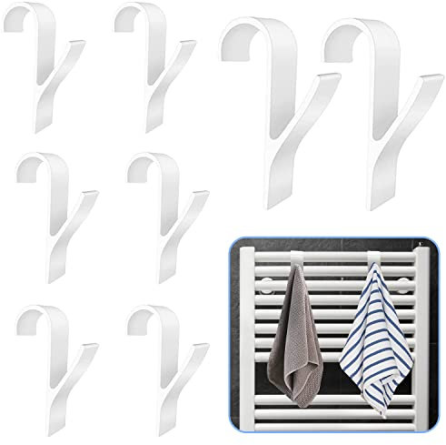 Zepitniy Gancho Toallero para Radiador Toallero 8 Piezas Ganchos Para Toallero Calentado Ganchos Para Radiadores Ganchos para Muebles de Baño Colgador Radiador Toallero (Gancho F Blanco)