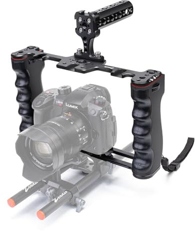 Zeadio Camera Video Rig Cage, Alluminio Filmmaking Film Making Kit con Top Handle & Arca Type Base, Compatibile con Tutte Le DSLR Camera e Videocamera