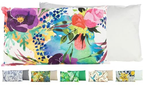 JACK Outdoor Lounge Kissen 30x50cm Motiv Dekokissen inkl. Füllung Wasserfest Sitzkissen Garten Stuhl, Farbe:Frühlingsstrauß