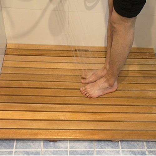 GeRRiT Luxuriöse Bambus-Badematte, Bambus-Duckbrett-Badematte, rutschfeste Bambus-Badezimmermatte, Duschmatte aus natürlichem Holz, Lattenrost-Design/einfache Aufbewahrung, für drinnen und draußen