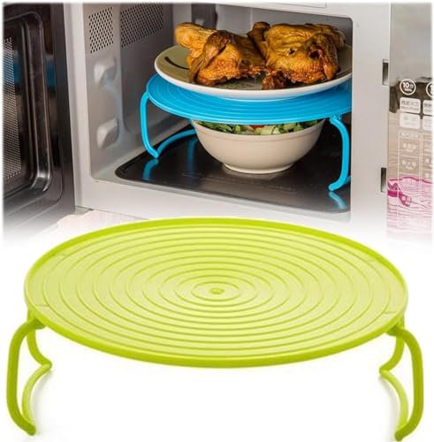 Bandeja plegable para microondas, redonda, accesorios de cocina multiusos para microondas, nevera, horno, rejilla de microondas, 3 piezas, regalo para la familia (verde)