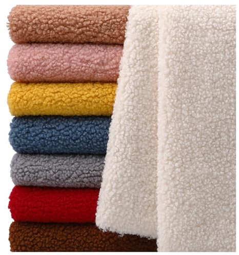 Soft and Warm Sherpa Fleece Fabric Fleece-Like Synthetic Sheepskin Upholstery Faux Wool Material for Crafting Toys, Throws, Pillows, Sewing Blankets, Jackets, Hats, Scarves, 50x160cm (Color : Wine re