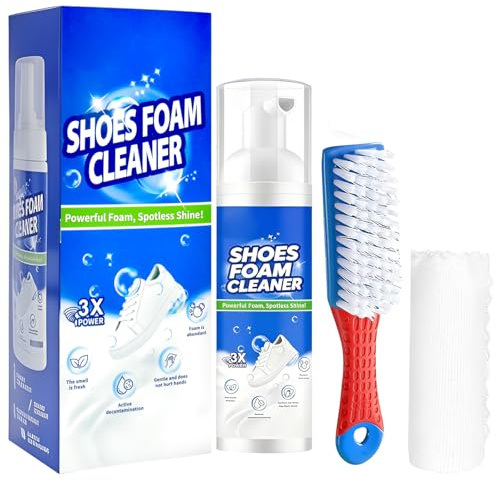 COLEESON Shoe Cleaner Kit, 200ml White Trainer Cleaner with Brush & Cloth