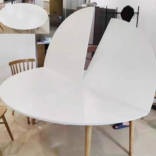 Tavolo Pieghevole Rotondo Tavolo Pieghevole in Legno Circolare, Solo Piano del Tavolo Rotondo per Carichi Pesanti, Piano Tavolo da Pranzo 120 130 140 150 160 170 180 190 200 cm Bianco, Facile da Ripor