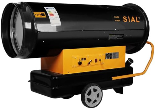 SIAL 115kW Chauffage Soufflant au Fioul Direct - Chauffage de Chantier - Affichage Double écran/Protection Contre La Surchauffe/Fonction de Temporisation Y115A-Black