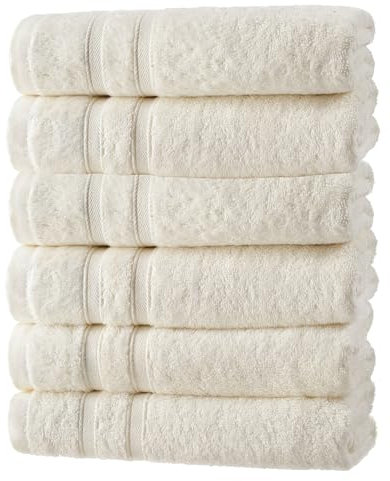 VL Handtücher 6 Stück Antiallergische & Extraweiche Handtuch Groß 50% Baumwolle 50% Bambus, Öko-Tex Standard Zertifizierte Premium Qualität 450g/m² Natur, Frottier Handtücher 50 x 100cm-6er Pack