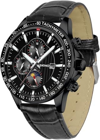 AuRiver Herren Wasserdichte Analog Armbanduhr - Edelstahl Leuchtende Quarz Uhr Mit Datum für Business Casual (Schwarz)