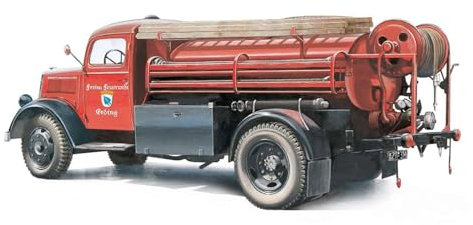 Italeri 3966 1:24 Opel Blitz Feuerwehr - Modellbau, Bausatz, Standmodellbau, Basteln, Hobby, Kleben, Plastikbausatz, detailgetreu, Plastik Bausatz, Geformte Farbe