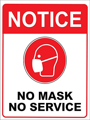 Hinweis: Keine Maske, Kein Service, Rot Warnschild Deko Blechschild Metall Zinnschild Retro Blechschild Für Garten Cafe Wohnzimmer S