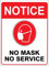 Hinweis: Keine Maske, Kein Service, Rot Warnschild Deko Blechschild Metall Zinnschild Retro Blechschild Für Garten Cafe Wohnzimmer S