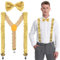 Hosenträger Glitzer, 2 Stück Pailletten Hosenträger mit Glitzer Fliege Set, Pailletten Hosenträger Y Clip, Fliege Pailletten, Glitzer Kostüm Herren Damen für Neujahr, Karneval, Leistung (Gold)